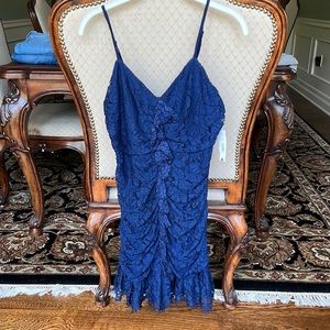 New Aqua Navy Lace with ruffle dress Size Small